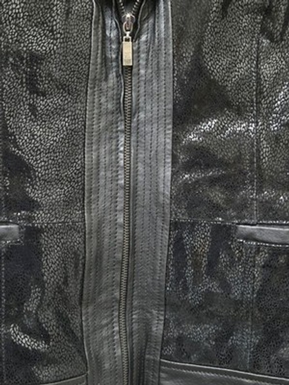 Pamela McCoy Genuine Leather Jacket Black Textured Moto Zip Women's M - Picture 4 of 15